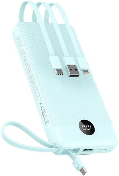 VEEKTOMX Portable Charger with Built-in Cables, 20000mAh Power Bank for iPhone, Fast Charging USB C Battery Pack, Travel Essentials Powerbank Compatible with iPhone 15/14/13, Samsung, Android, etc