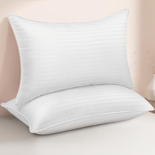King Size Bed Pillows Set of 2 - Premium Down Alternative Cooling Pillows for Side, Back, and Stomach Sleepers Hotel Quality Fluffy Soft Microfiber Fill Breathable Skin-Friendly