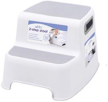 Ubbi Wide 2 Step Stool for Kids, Toddler Stool for Toilet Potty Training, Slip Resistant Soft Grip for Safety