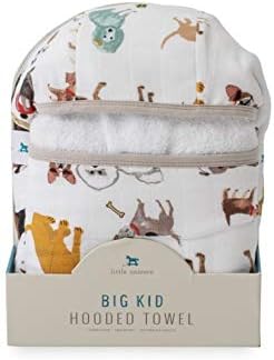 Little Unicorn Cotton Muslin & Terry Hooded Towel, Larger Size 1-6 Years (Woof)