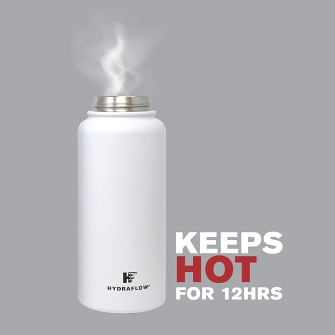 Hydraflow Hybrid - Triple Wall Vacuum Insulated Water Bottle with Flip Straw (25oz, Sand) Stainless Steel Metal Thermos, Reusable Leak Proof BPA-FREE for Sports and Travel