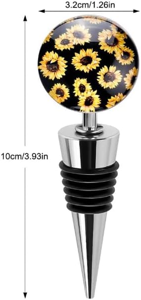 Sunflower Decorative Wine Stoppers, Wine Bottle Stopper with Beautiful Art Glass，Beverage Bottle Stoppers For Gifts, Bar, Holiday Party, Wedding, Wine Stoppers, Wine Stoppers and Pourers (2H821)