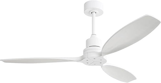 Sofucor 52 Inch Ceiling Fan no Light, Outdoor Indoor Modern White Ceiling Fan with Remote Control and with Reversible Quiet DC Motor, 6 Speed, 3 Downrods, for Farmhouse Bedroom Patio Balcony