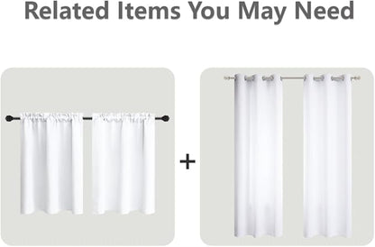 Mrs.Naturall Small Window Curtains for Bedroom 2 Panels Set 45 in Long White Room Darkening Thermal Insulated Light Blocking Short Blackout Curtains for Bathroom Nursery 45 Inch Length