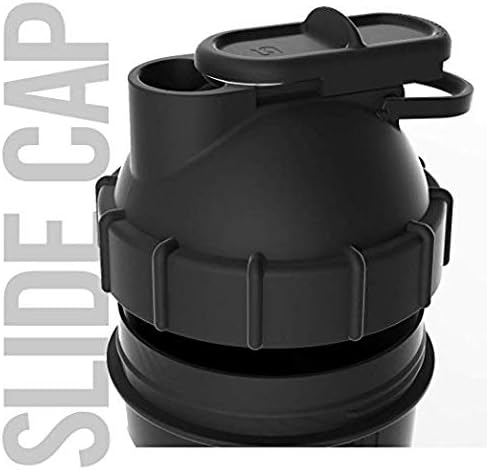SHAKESPHERE Tumbler: Protein Shaker Bottle and Smoothie Cup, 24 oz - Bladeless Blender Cup Purees Raw Fruit with No Blending Ball - Drink Powder Mix Shake Mixer for Pre Workout, Gym (Glossy Black)