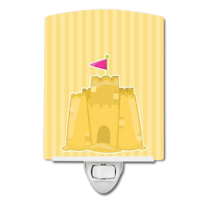 Caroline's Treasures BB8660CNL Beach Baby Girl Sand Castle Ceramic Night Light Compact, UL-Certified, Ideal for Bedroom, Bathroom, Nursery, Hallway, Kitchen, 6x4x3, Multicolor