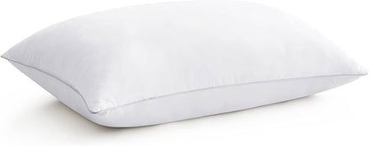 puredown® Goose Feather Bed Pillow with 100% Cotton Cover, 1 Pack, Standard Size Hotel Collection Pillow for Sleeping with Silver Piping