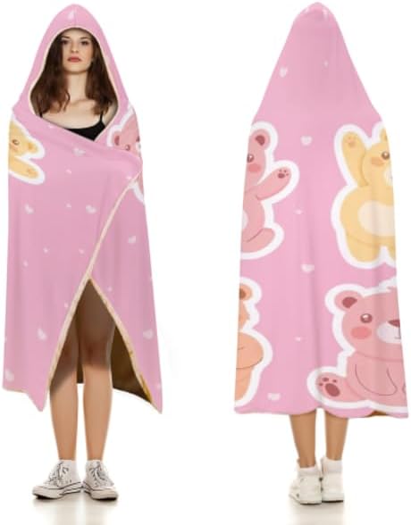 Kids Hooded Towels, Beach Bath Towel, Surf Poncho Toddlers Soft Thick Large Absorbent Cotton Wrap for Boy Girl, Shower/Beach/Pool 50"x30" (Bear)