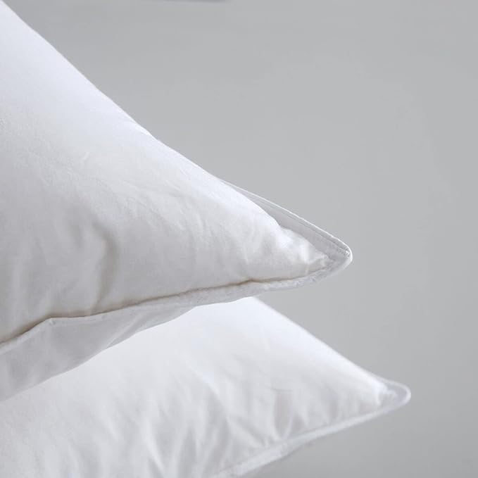 Luxury Goose Feathers Down Pillow Standard Size, Hotel Quality Fluffy Bed Pillow, Soft Pillow for Sleeping, Organic Cotton Cover(20x26”, Pack of 1)