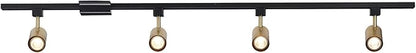 Globe Electric Tribeca 56 Inch Matte Black 4-Light Adjustable Track Ceiling Lighting Kit Fixture with Brass Cylindrical Track Heads, Ideal for Kitchen Island, Compatible with LED Bulbs, 64000009