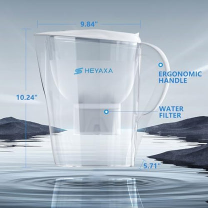 Water Filter Pitchers for Tap and Drinking Water, 10-Cup Capacity, BPA Free, Removes Chlorine, Lead, Forver Chemicals (Pearl White)