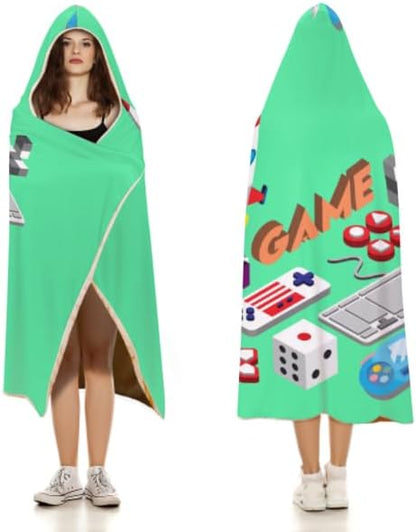 Kids Hooded Towels, Beach Bath Towel, Surf Poncho Toddlers Soft Thick Large Absorbent Cotton Wrap for Boy Girl, Shower/Beach/Pool 50"x30" (Game)