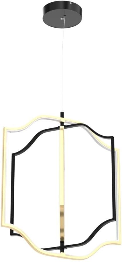 modern LED chandelier DIY creative chandelier adjustable hanging chandelier round ring 3 ring 3000K warm white light fixture for dining room bedroom kitchen island hall black gold (D = 19.7")