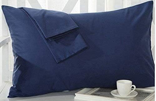 Travel Pillowcase 13 x 18 Inch, 100% Egyptian Cotton Set of 2 Toddler Pillowcase Zipper Closer 600 Thraed Count - Toddler Travel 13x18 Zipper, Navy Blue Solid