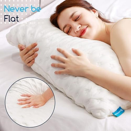 Cooling Bed Pillows for Sleeping Shredded Memory Foam Adjustable Cool Rayon Derived from Pillow for Side Back Stomach Sleepers Luxury Gel Queen Size 1 Pack Washable Removable Cover