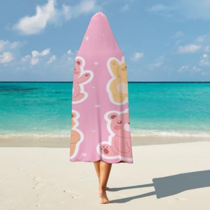 Kids Hooded Towels, Beach Bath Towel, Surf Poncho Toddlers Soft Thick Large Absorbent Cotton Wrap for Boy Girl, Shower/Beach/Pool 50"x30" (Bear)