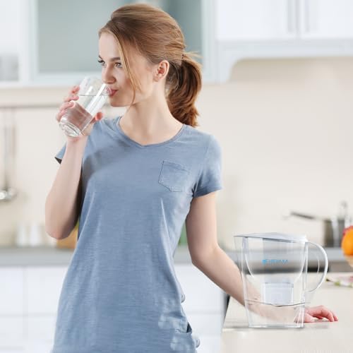 Water Filter Pitchers for Tap and Drinking Water, 10-Cup Capacity, BPA Free, Removes Chlorine, Lead, Forver Chemicals (Pearl White)