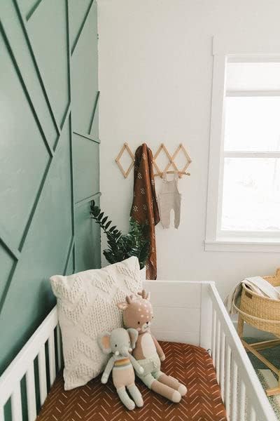 Rust Mudcloth Muslin Crib Sheet by Mebie Baby, Soft and Breathable Bed Sheets for Babies, Modern Neutral Bedding for Cribs, Standard Crib Mattress Fitted Sheet, Great for Boy or Girl Room or Nursery