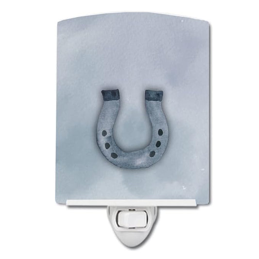 Caroline's Treasures BB7370CNL Horseshoe Watercolor Ceramic Night Light Compact, UL-Certified, Ideal for Bedroom, Bathroom, Nursery, Hallway, Kitchen, 6x4x3, Multicolor