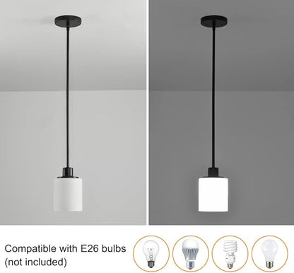 Black Pendant Lights Kitchen Island - Milk Glass Pendant Light Fixture Multiple Stems Rods 3 Units 12 Inch 3 Units 4 Inch (2 Pack Black Downrod)