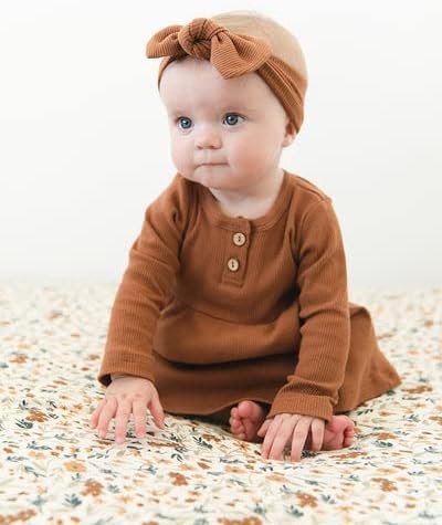 Harvest Floral Muslin Crib Sheet by Mebie Baby, Soft and Breathable Bed Sheets for Babies, Modern Neutral Bedding for Cribs, Standard Crib Mattress Fitted Sheet, Great for Boy or Girl Room or Nursery