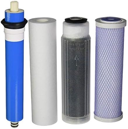 Reverse Osmosis Deionization (RODI) 10" Replacement Filter Kit (Sediment Cartridge, Carbon Cartridge, Color Indicating DI Cartridge Filled with MBD-30 Nuclear Grade Resin and 150 GPD Membrane) by CFS