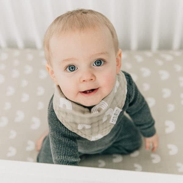 Sand Rainbow Muslin Crib Sheet by Mebie Baby, Soft and Breathable Bed Sheets for Babies, Modern Neutral Bedding for Cribs, Standard Crib Mattress Fitted Sheet, Great for Boy or Girl Room or Nursery
