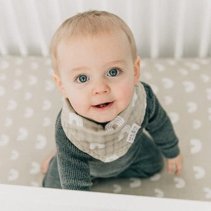 Sand Rainbow Muslin Crib Sheet by Mebie Baby, Soft and Breathable Bed Sheets for Babies, Modern Neutral Bedding for Cribs, Standard Crib Mattress Fitted Sheet, Great for Boy or Girl Room or Nursery