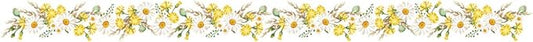 BIBITIME Yellow White Daisy Flower Wasit Skirting Line Sticker Nature Plants Theme Bedroom Wall Decal Kitchen Bathroom Tile Glass Window Decor