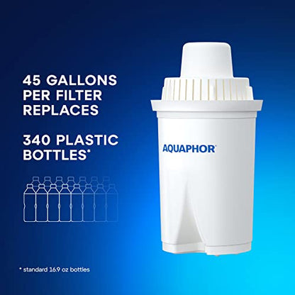 AQUAPHOR Ideal 7-Cup Water Filter Pitcher - Dark Blue with 1 x B15 Filter - Fits in The Fridge Door - Reduces Limescale and Chlorine - Ideal for Seven Cups