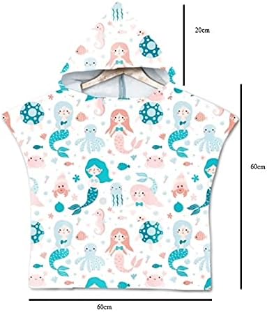 Hooded Poncho Bath Towel | Swim Pool Beach Cover Up |Toddlers and Kids | Microfiber | Absorbent | Unisex (Dusty Blue, Rainbow) (BHT-01)