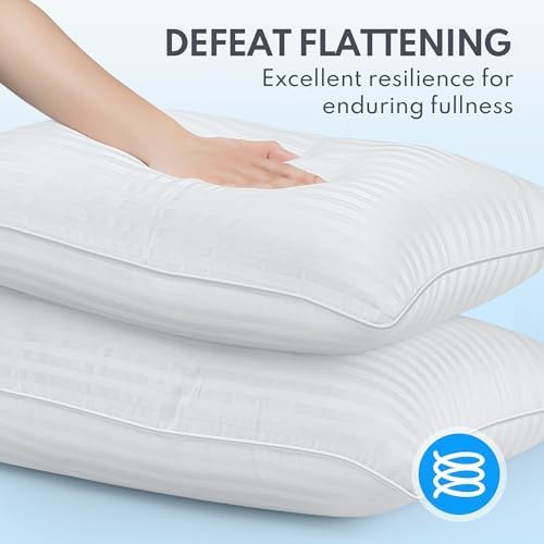 King Size Bed Pillows Set of 2 - Premium Down Alternative Cooling Pillows for Side, Back, and Stomach Sleepers Hotel Quality Fluffy Soft Microfiber Fill Breathable Skin-Friendly