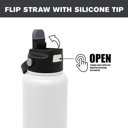 Hydraflow Hybrid - Triple Wall Vacuum Insulated Water Bottle with Flip Straw (25oz, Sand) Stainless Steel Metal Thermos, Reusable Leak Proof BPA-FREE for Sports and Travel