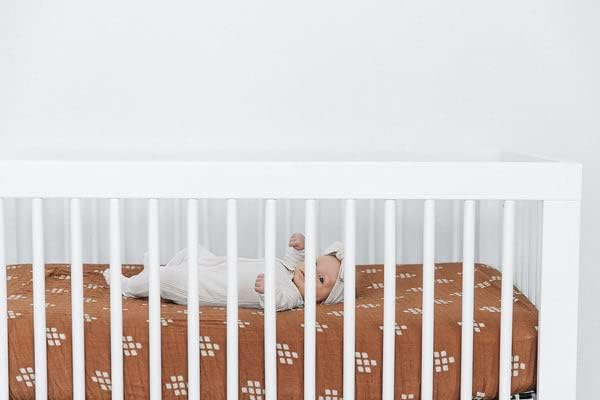 Chestnut Textile Muslin Crib Sheet by Mebie Baby, Soft and Breathable Bed Sheets for Babies, Modern Neutral Bedding for Cribs, Standard Crib Mattress Fitted Sheet,Great For Boy or Girl Room or Nursery