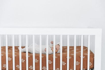 Chestnut Textile Muslin Crib Sheet by Mebie Baby, Soft and Breathable Bed Sheets for Babies, Modern Neutral Bedding for Cribs, Standard Crib Mattress Fitted Sheet,Great For Boy or Girl Room or Nursery