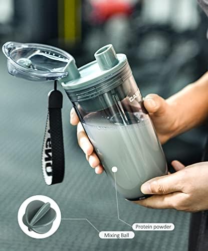 Protein Shaker Water Bottle BPA Free Drinking Bottle for Fitness Gym and Outdoor Sports Shaker Bottle with Lanyard, Green
