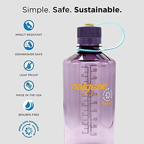 Nalgene Sustain Tritan BPA-Free Water Bottle Made with Material Derived from 50% Plastic Waste, 32 OZ, Narrow Mouth, Clear