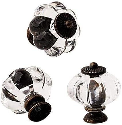 Set of 12 Antique Acrylic Pumpkin Knobs, Handles Pulls for Cabinets, Cupboard Dresser, Drawers, Kitchen Furniture or Kids Room(Crystal)