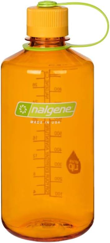 Nalgene Water Bottle - Lightweight Sustain Tritan BPA-Free Shatterproof Bottle for Backpacking, Hiking, Gym, 32 OZ, Narrow Mouth, Marmalade Orange