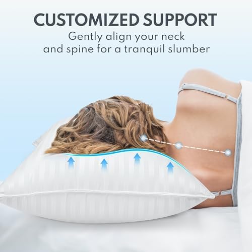 King Size Bed Pillows Set of 2 - Premium Down Alternative Cooling Pillows for Side, Back, and Stomach Sleepers Hotel Quality Fluffy Soft Microfiber Fill Breathable Skin-Friendly