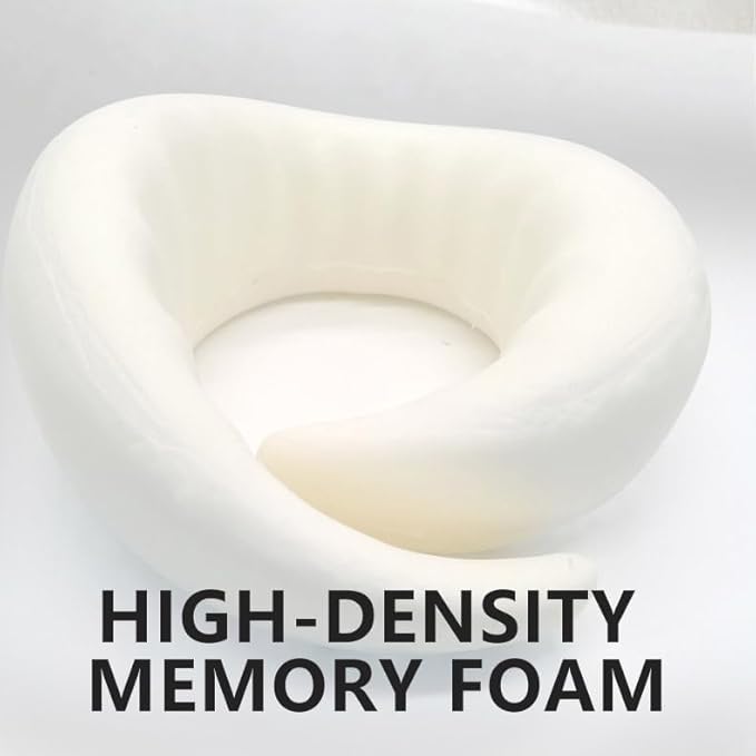 2024 Memory Foam Neck Pillow 360 Degree Neck Support Travel Pillows for Airplanes and Long Flight Travel Neck Pillow (Dark Grey-with Strap)