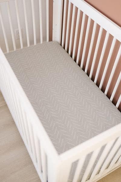 Desert Sage Muslin Crib Sheet by Mebie Baby, Soft and Breathable Bed Sheets for Babies, Modern Neutral Bedding for Cribs, Standard Crib Mattress Fitted Sheet, Great for Boy or Girl Room or Nursery
