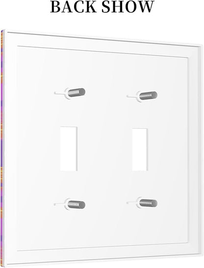 Neon Colors Colorful Double Toggle Light Switch Covers 2 Gang Wall Plate Dual Decorative Switchplate Electrical Faceplate for Bathroom Country Kitchen Bedroom Decor, 4.9" x 5"