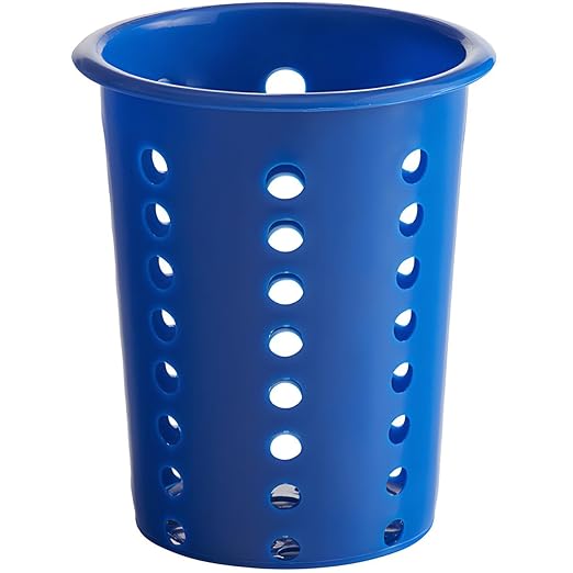 OCS Parts Perforated Utensil Drying Cups | Blue | Set of 3 | Plastic Flatware Holder Cylinders for Kitchen Counter Organization