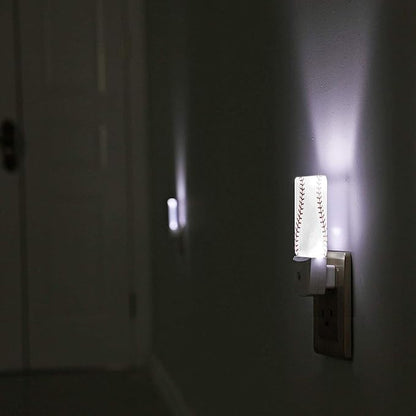 Funny Baseball Lace Plug in Night Light Plug into Wall LED Nightlight Auto Sensor Dusk to Dawn lamp for Kids Room Bedroom Bathroom Nursery Kitchen Hallway Stairs Home Decorative