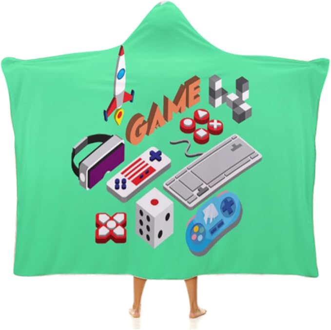 Kids Hooded Towels, Beach Bath Towel, Surf Poncho Toddlers Soft Thick Large Absorbent Cotton Wrap for Boy Girl, Shower/Beach/Pool 50"x30" (Game)