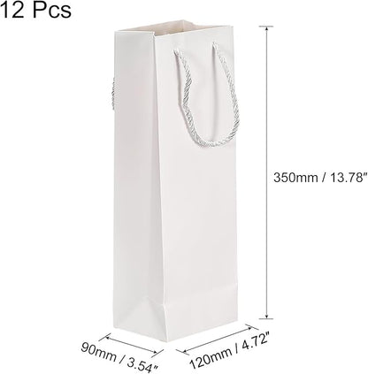 uxcell Wine Bags, 12pcs White 5 x 4 x 14 In Wine Gift Bags with Rope Handles Paper Wine Tote Bag for Wedding Birthday Christmas Party Supplies