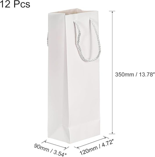 uxcell Wine Bags, 12pcs White 5 x 4 x 14 In Wine Gift Bags with Rope Handles Paper Wine Tote Bag for Wedding Birthday Christmas Party Supplies