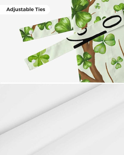 Lucky Cat St. Patrick's Day Blackout Tie Up Valance Curtains for Kitchen Windows Green Spring Shamrocks Tree Window Toppers Balloon Shades for Living Room/Bathroom/Bedroom,1 Panel, 42" X 12"