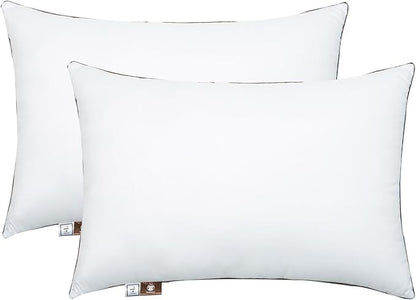 Premium 2-Pack Sleeping Pillow, Bed Pillow, Super Soft Down Alternative with Washable Covers, Microfiber Filling, Set of 2 (Stripe, Queen)